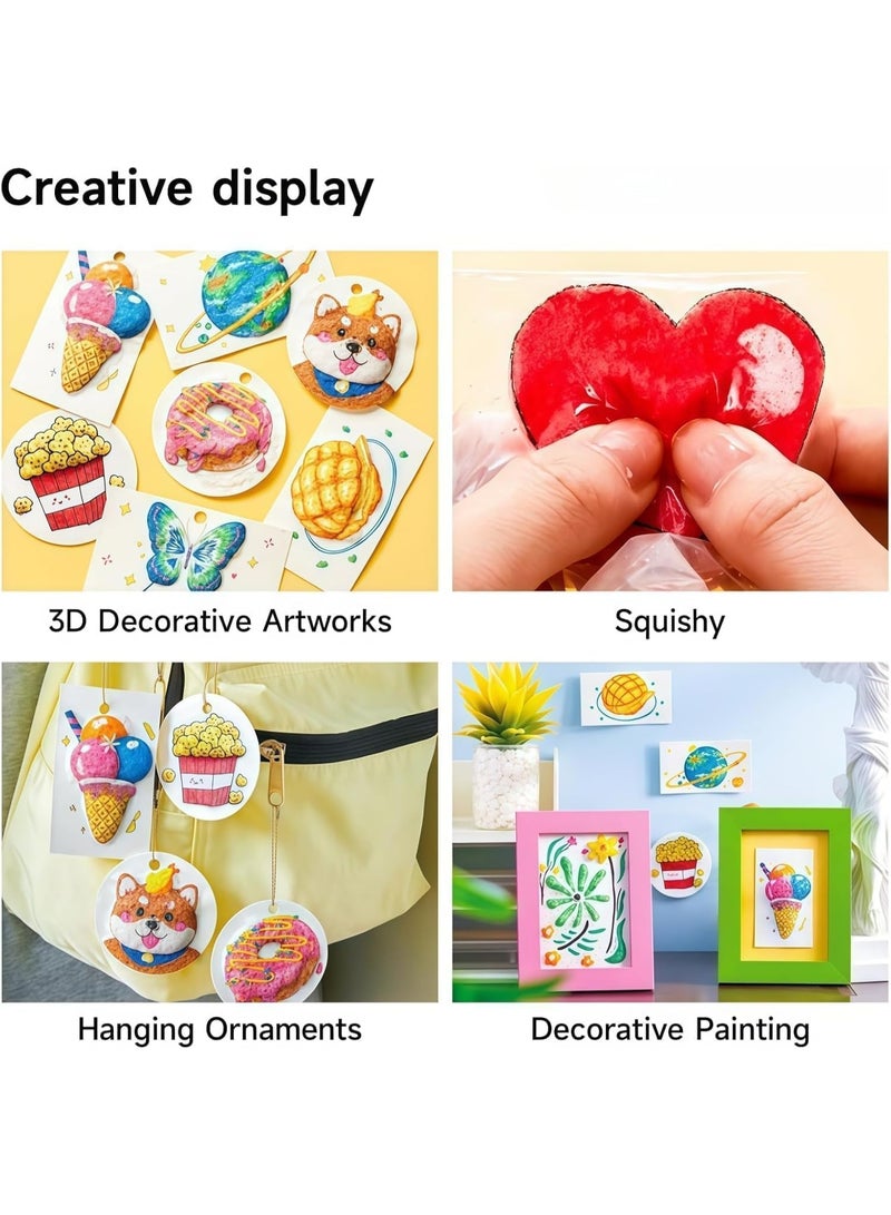 OSHIMA Diy 3D Painting Kit, Foam Texture Painting Paper Kids Creative Art Set, Safe Magic Fluffy Paint and Fluffy Paint Paper for Arts & Crafts (Rectangle) - Image 4